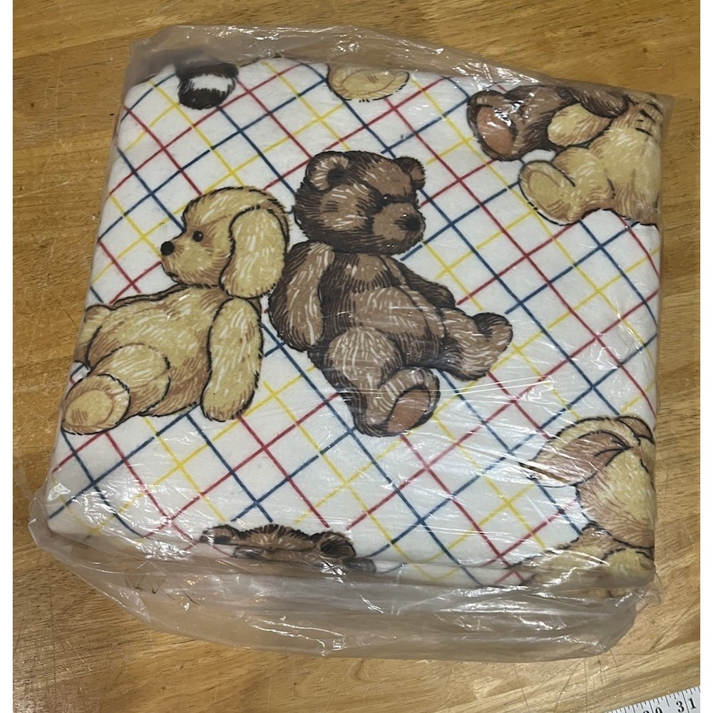 VTG St Marys Satin Trim Blue Jean Bear Twin/full  Blanket‎ Polyester 72x90